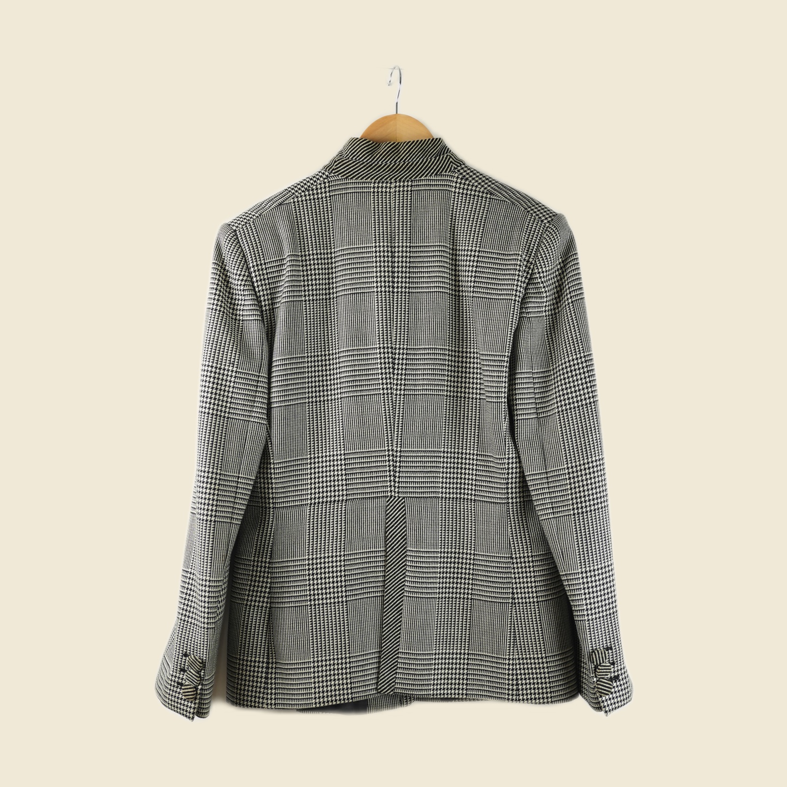 Giacca Giorgio Armani Borgo 21 in Principe di Galles con collo alla coreana e profili in pied-de-poule — vista 4