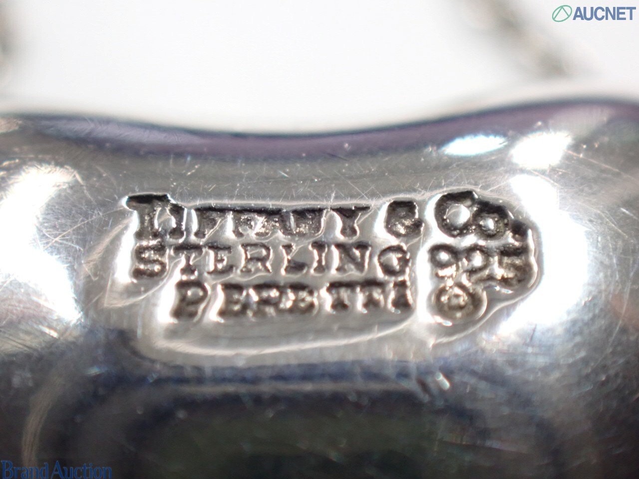 Collana Tiffany & Co. di Elsa Peretti in argento con pendente a forma di fagiolo su catena sottile, vista frontale — vista 3