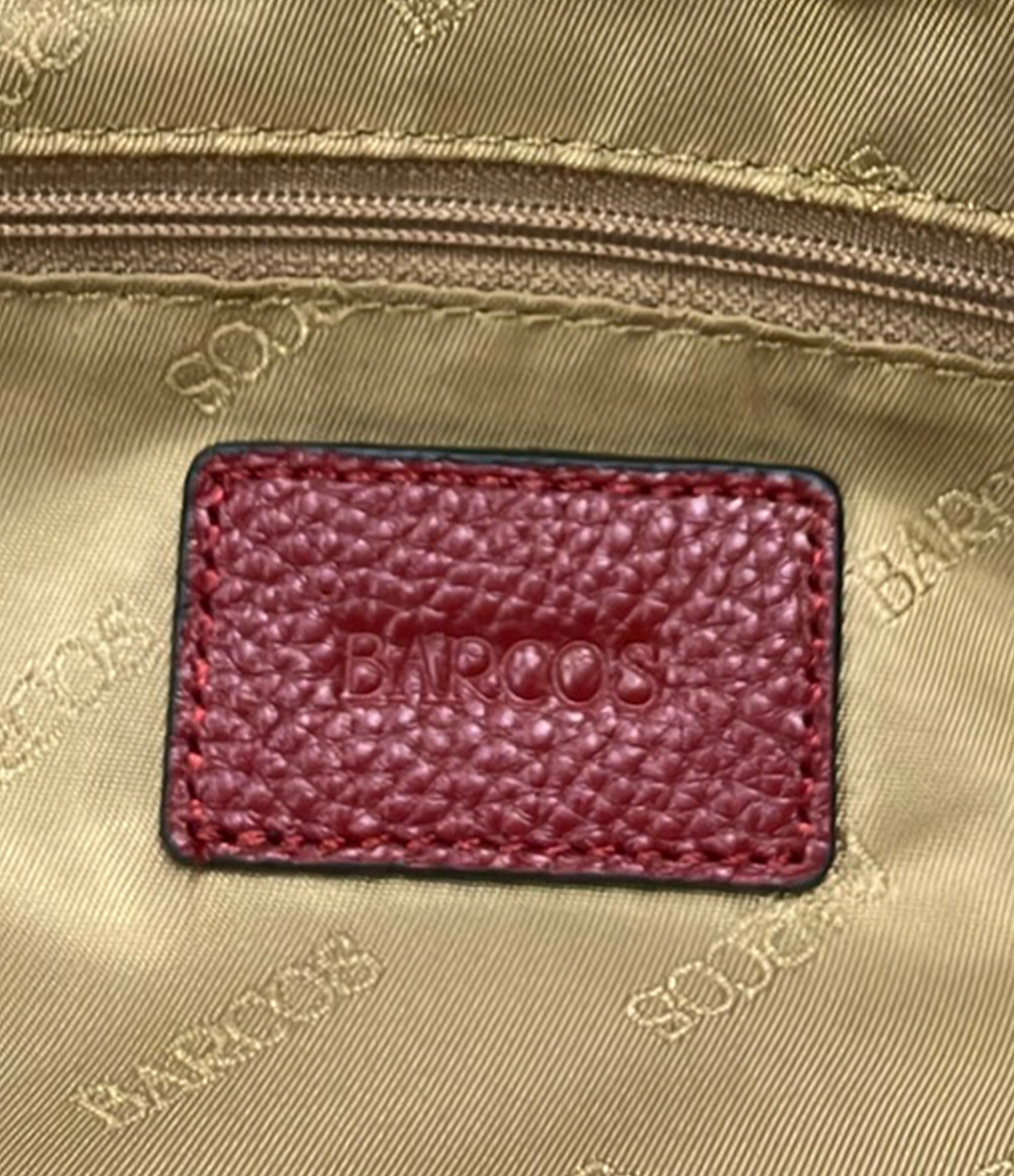 Borsa tote Barcos in pelle bordeaux a grana martellata, con due manici lunghi da spalla, vista frontale su fondo bianco. — vista 6