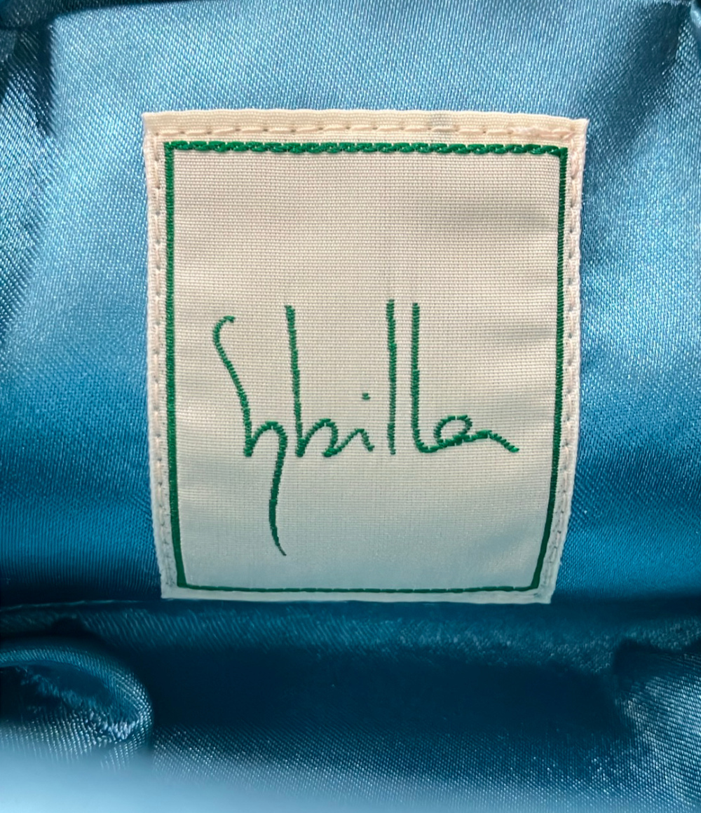 Borsa a spalla Sybilla ricamata a perline e lustrini color bronzo, chiusura a clip con due pomelli e catenella intrecciata — vista 6