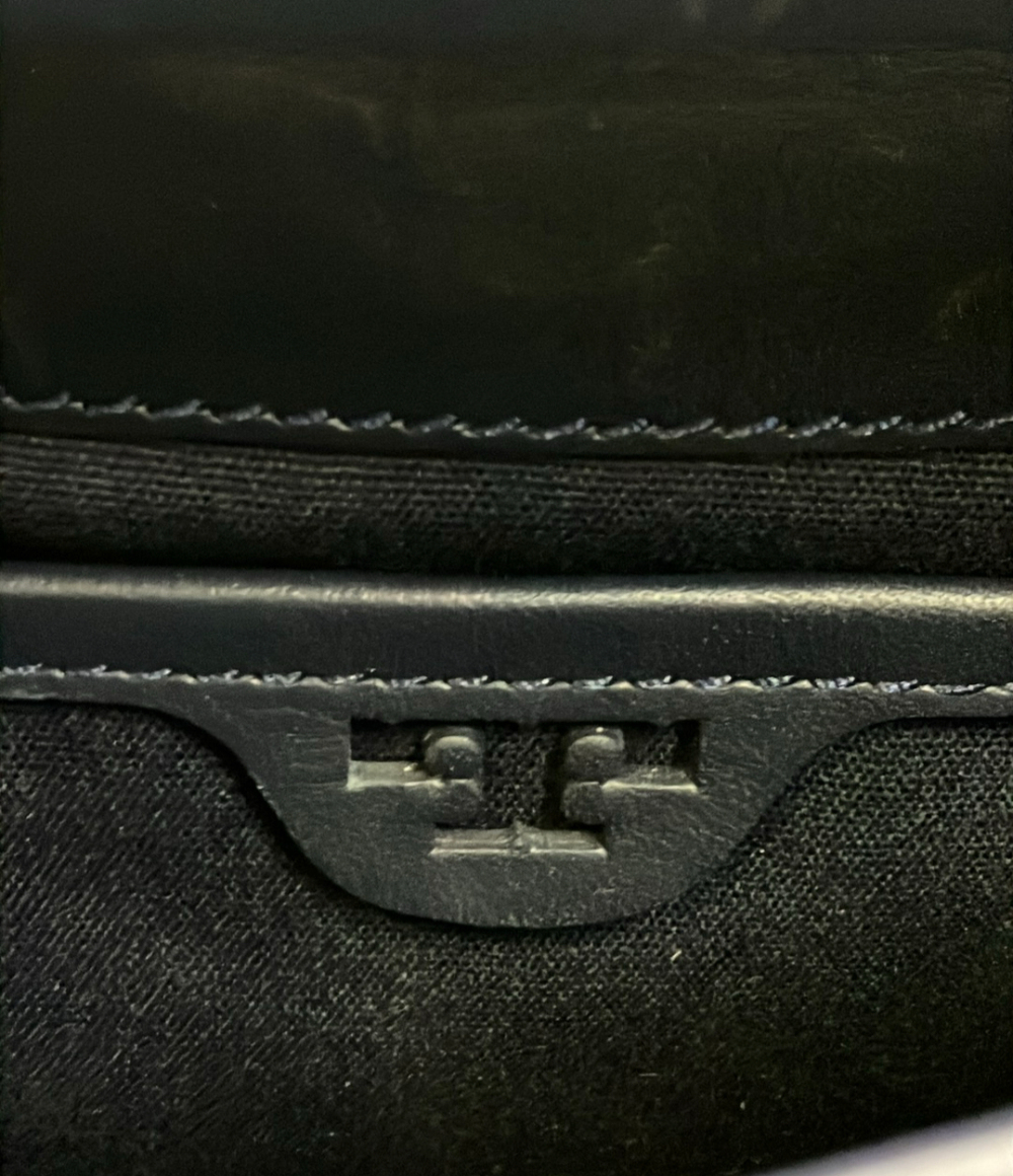 Borsa a spalla Tory Burch blu elettrico a pelo corto, patta con grande fibbia ricoperta e dettaglio dorato — vista 6