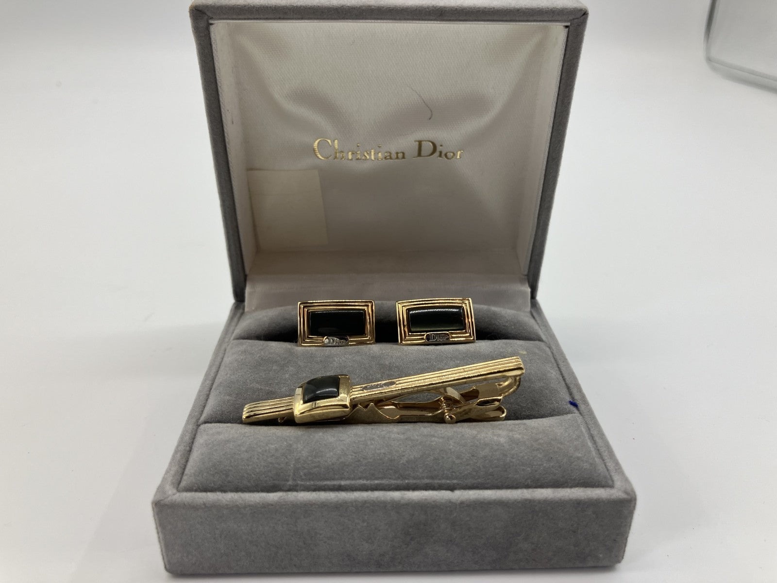 Christian Dior · gemelli e fermacravatta