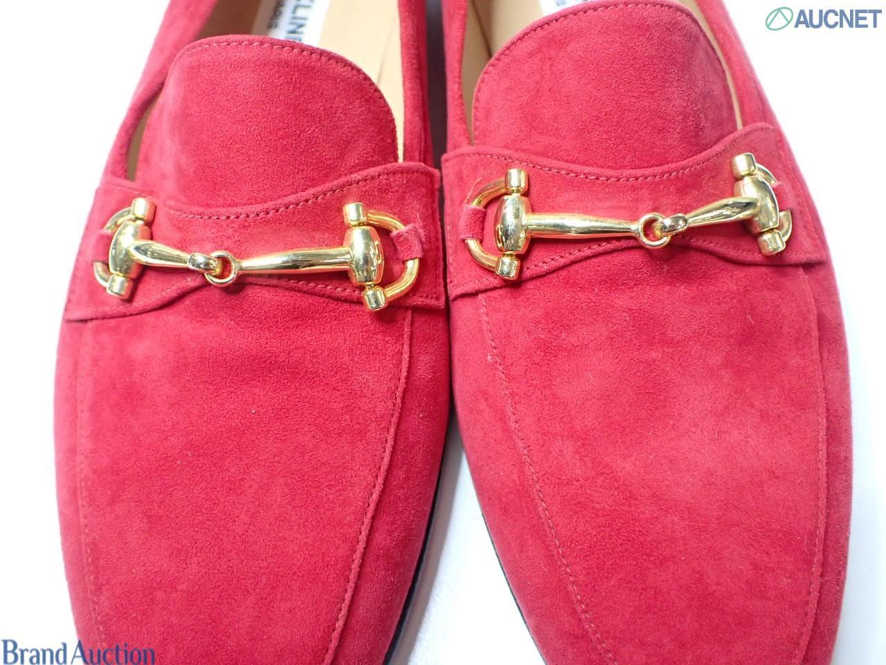 Mocassini Celine in camoscio rosso con morsetto dorato. — vista 2